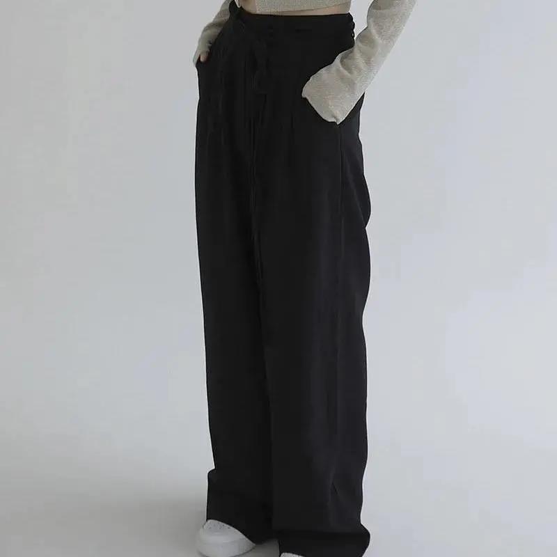 Spring and Summer Casual Plus Size High Waist Wide Leg Pants Female Korean Style Loose and Thin Suit Straight Mopping Trousers