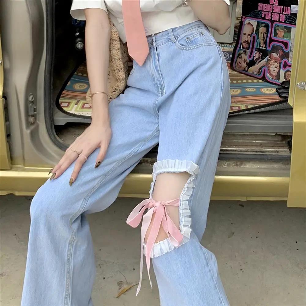 Cave Pants Women's Trend Fried Street Student Korean Version of The Loose Hollow Design High Waist Design Jeans