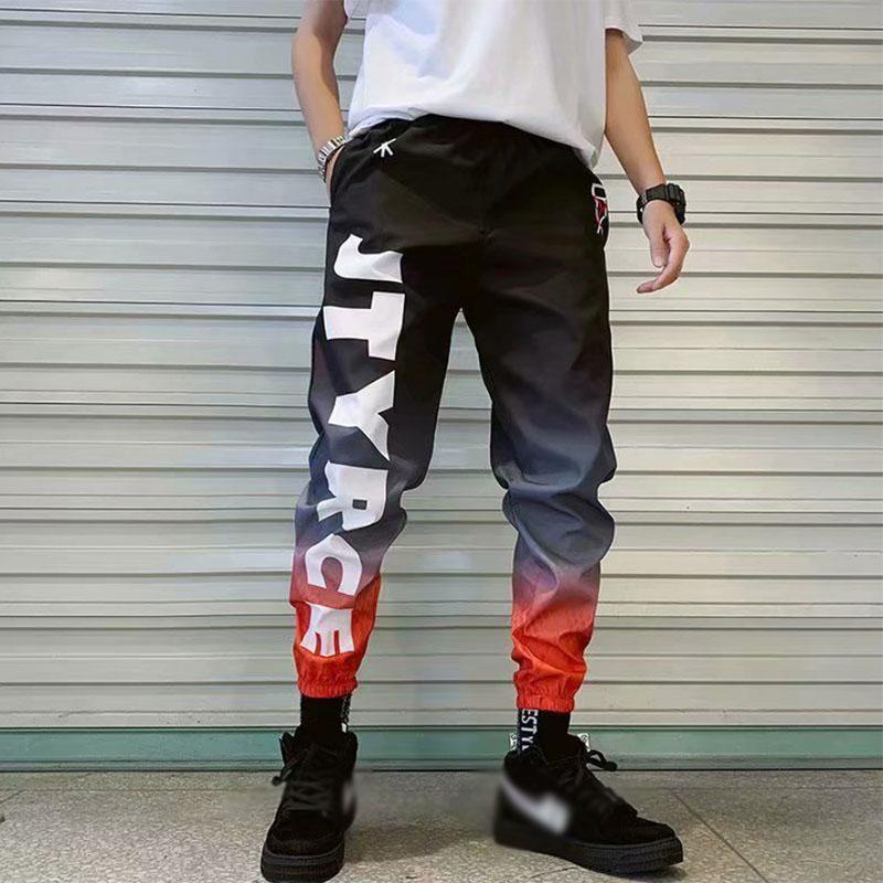 Gradient Color Pants Men's Autumn and Winter Sports and Leisure Loose Beam Harem Nine-point Pants