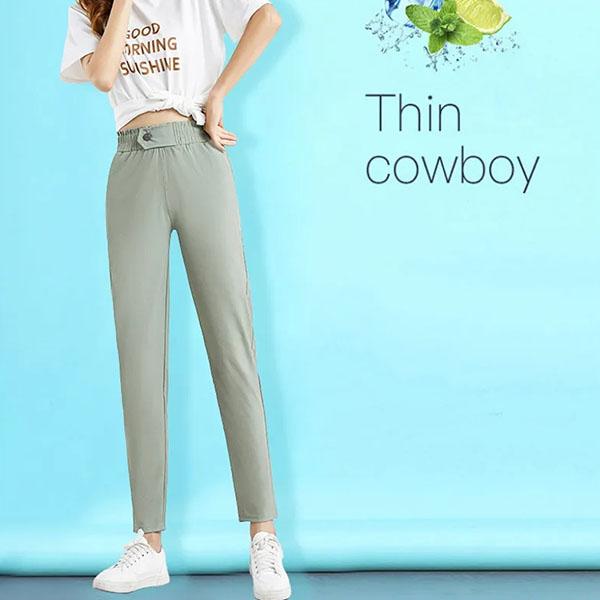 S-3XL Female Solid Color Thin Casual Cropped Pants Sports Sweatpants Women's Spring Summer Large Size Loose Long Harem Pants