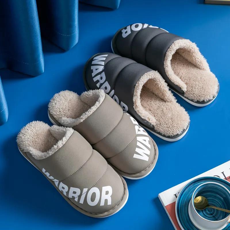 Autumn and Winter Pure Cotton Slippers Indoor Warmth Flat Shoes Feather Upper Casual Home