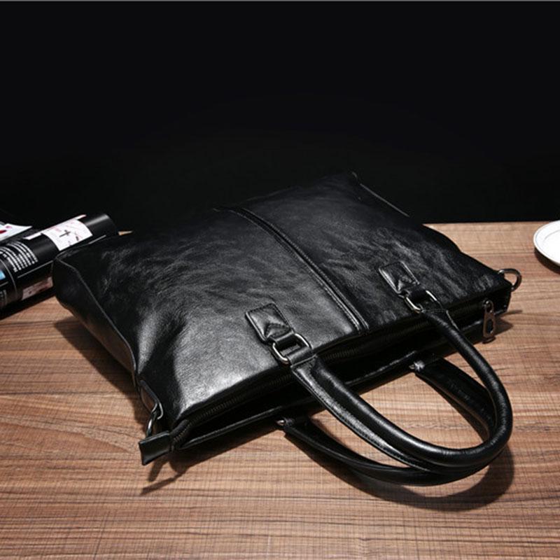 Business Briefcase Men British Large Capacity Zipper Anti-theft Waterproof Handbag Shoulder Bag