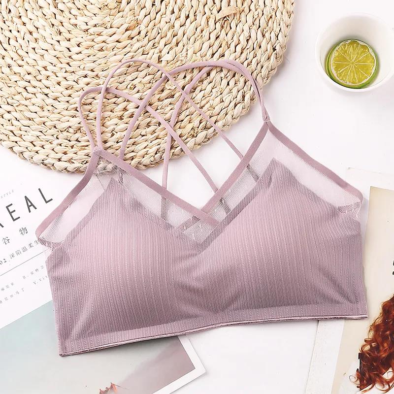 Graphene Ice Traceless Underwear Women's Bra Gathered Without Steel Ring Sports Sexy Lace Suspender Beautiful Back Woman