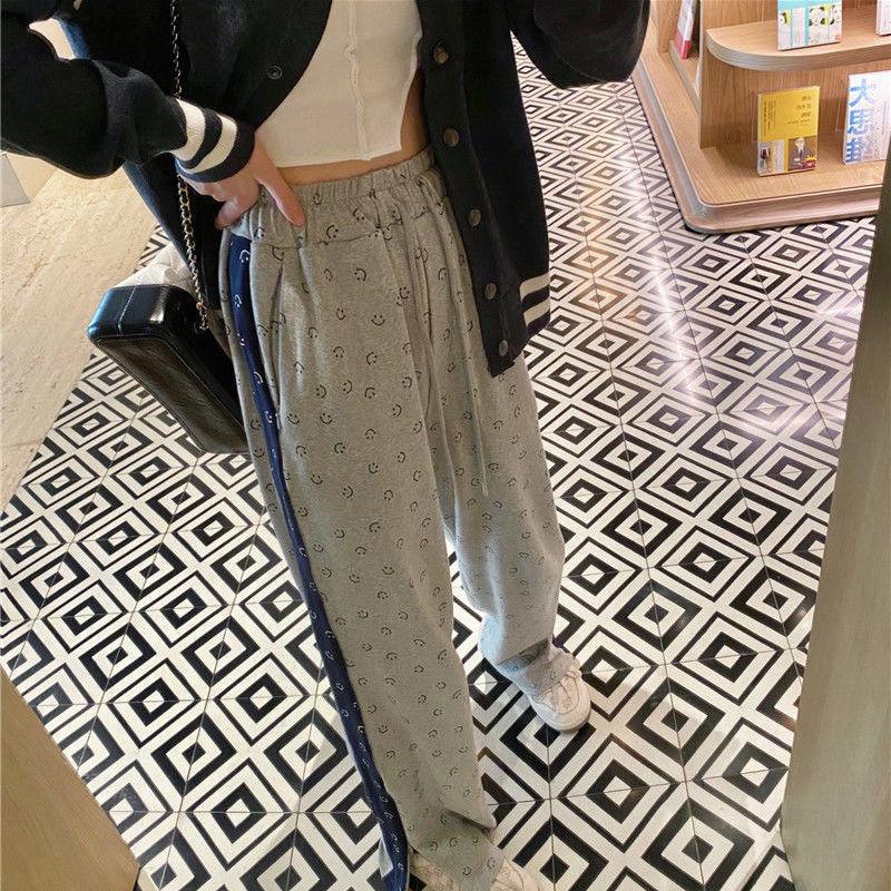 Gray Sports Casual Pants Women's Spring and Autumn Was Thin and Wild Loose Straight-leg Pants High-waist Wide-leg Pants Summer