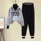 2pcs/set  Autumn Winter Fleece Casual Tracksuit Women Two Piece Set Suit Female Hoodies and Pants Outfits Ladies Sweatshirts Outfits