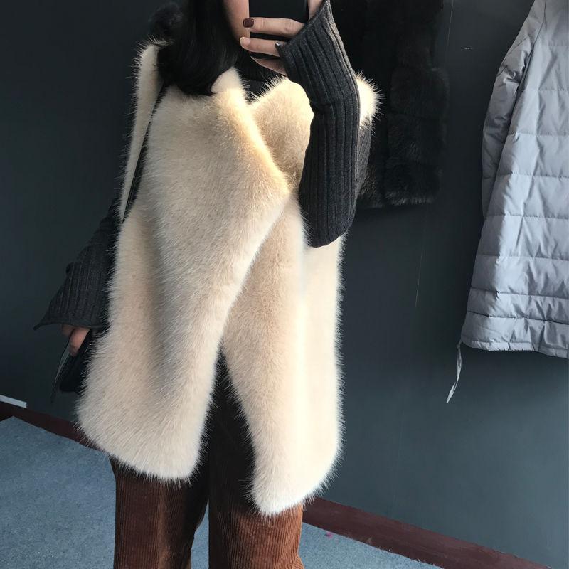Korean Version of The Imitation Fur Vest Mid-length Fox Fur Women's Jacket Autumn and Winter Rabbit Fur Waistcoat Vest