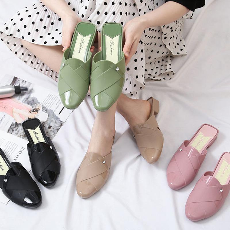 Ladies Sandals Wedge Heel Soft Bottom Drag Sandals Summer Wear Kitchen Work Waterproof Girl Student Single Shoes