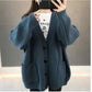 Autumn and Winter Plus Size Sweater Knit Cardigan Short Coat Solid Color Long-sleeved Young Women's Top