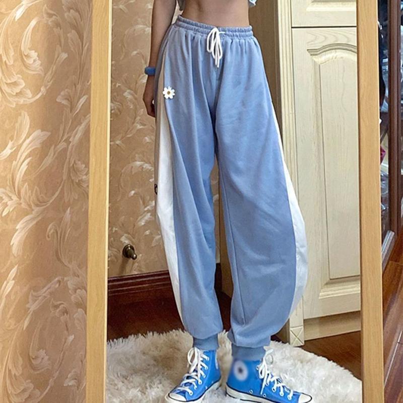 Small Daisy Loose High-waisted Trousers Female Korean Student Wide-leg Leggings Pants Slimming Sports Casual Pants