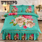 Winter Soft Padded Bed Skirt Set Bedroom Home Kits Bedding Cotton Four-piece Floral Print Quilt Cover