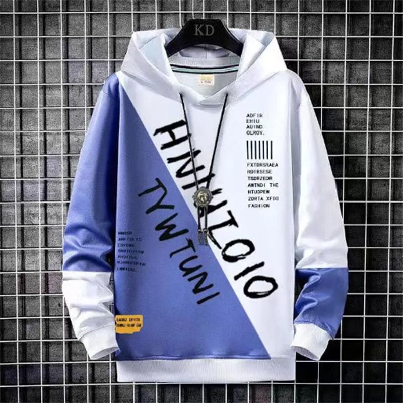Spring and Autumn Men's Sports and Leisure Suits Teen Trend Loose Printed Letters Hooded Tops and Trousers Set