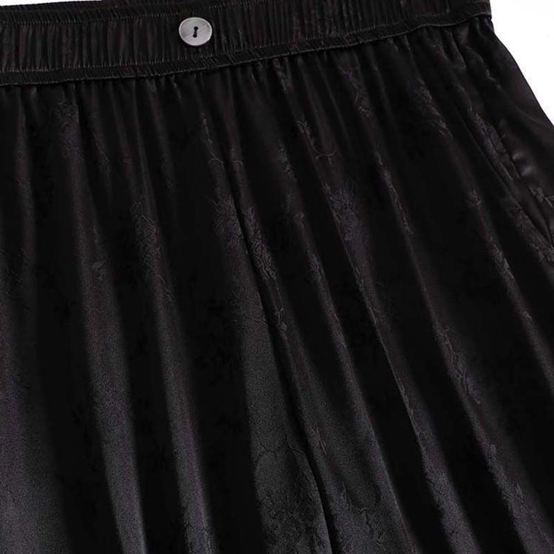Women Loose Pants Black Plus Size Straight Casual Trousers Spring Autumn Fashion Floral High Waist Baggy Pants Women Bottoms