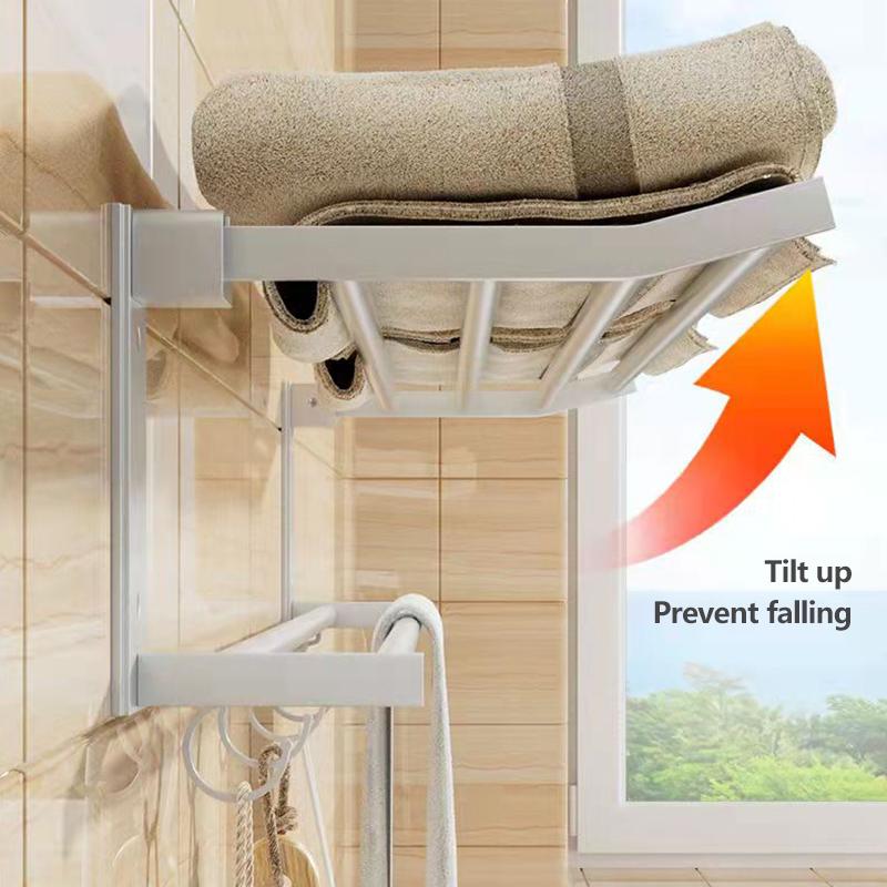 Bathroom Towel Rack Bath Towel Rack Perforation-free Storage Shelf Kitchen Organizer Bathroom Toiletries Storage Rack