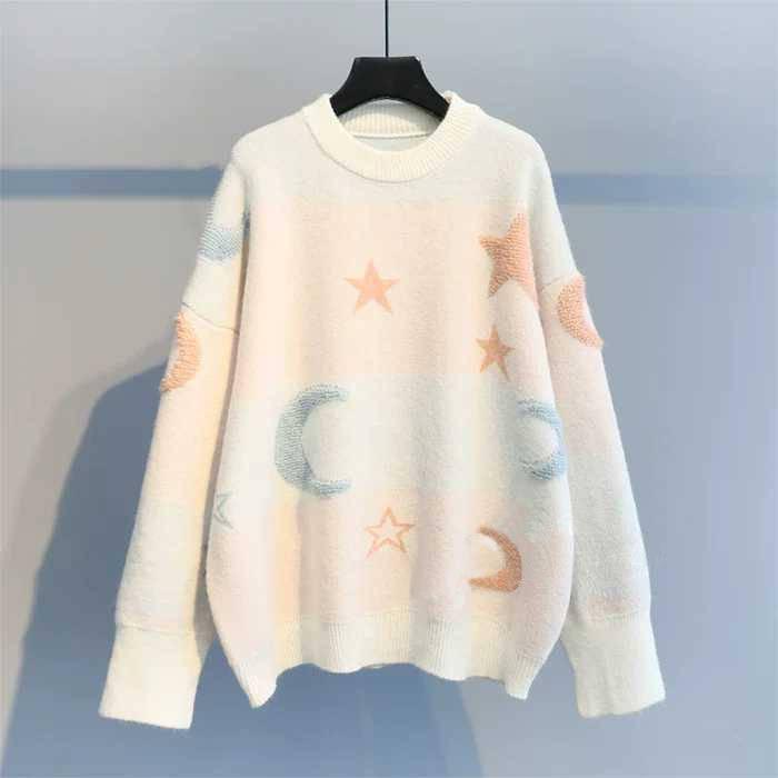 Sweater Women Autumn and Winter Loose Round Neck Long Sleeved Pullover Knitted Sweater