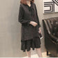 Fashion Plus Size Suit Women's Vest Loose Two-piece Sweater Spring and Autumn Mid-length Knitted Waistcoat