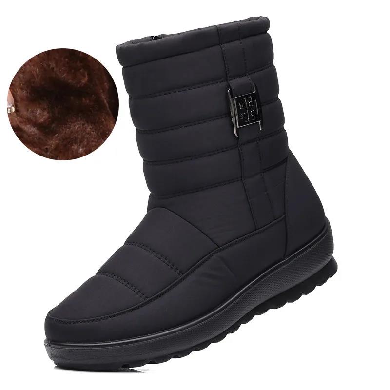 Thick Velvet Snow Boots Women's Waterproof Non-slip Middle Tube Women's Cotton Shoes Keep Warm and Comfortable In Winter