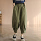 Women's Summer Loose and Thin Harem Pants Ladies Retro Solid Color Casual Pants Elastic Waist Nine-point Pants Comfortable Casual Cropped Cargo Pants