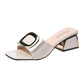 Sandals and Slippers for Women's Outer Wear Summer Fashion Thick Heels All-match High Heels Ladies Slippers Temperament Mid-heel