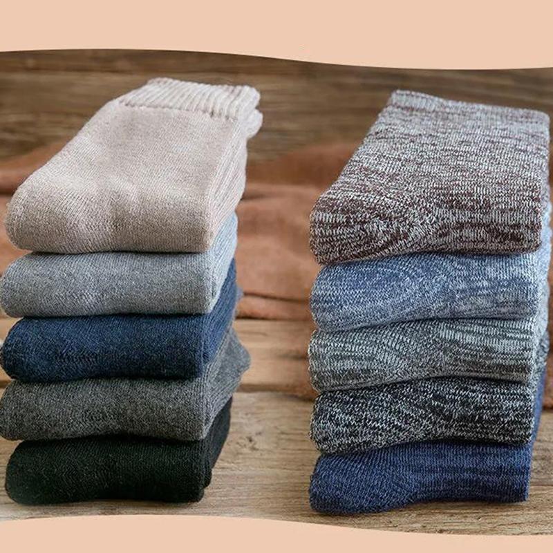 Ten Pairs of Winter Men's Tube Socks Fashion Terry Solid Color Towel Socks Thickened Plus Velvet Warm Socks