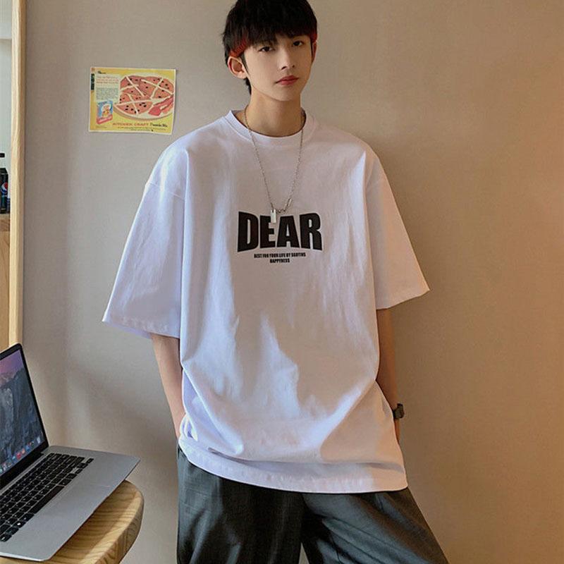Summer T-shirt Men's Simple Letter Printing Couple Wear Loose Casual Niche Short-sleeved T-shirt