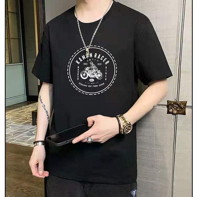 Summer Short-sleeved Cotton T-shirt Men's Casual Trend Loose Large Size Men's T-shirt Top