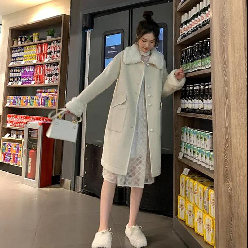 Lapel Lamb Velvet Jacket Winter Korean Version Loose Plus Velvet Thick Warm Loose Large Size Coat