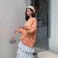 Autumn and Winter Sweater Women's Hedging Loose Solid Color Petal Collar Base Sweater