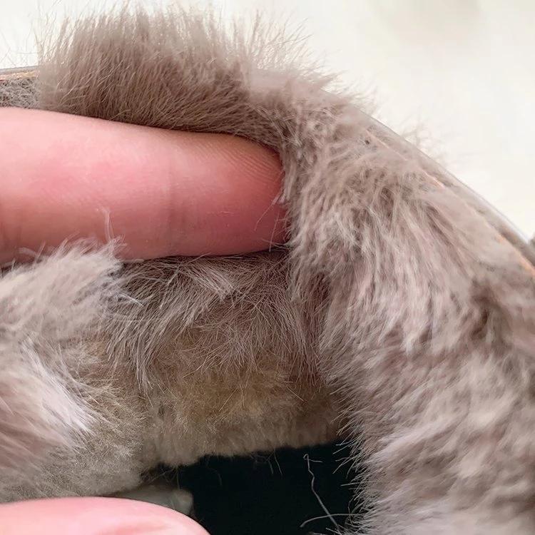 Platform Boots Women Winter Plush Warm Snow Boots with Fur Black White Leather Ankle Booties Chunky Boots Fashion Shoes