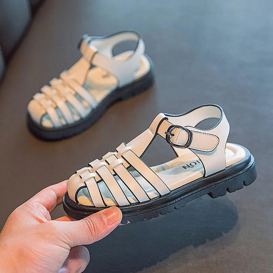 Girl's Summer Sandals Soft Sole Casual Beach Sandals Anti-slip White Hollow Out Roman Cool Shoes