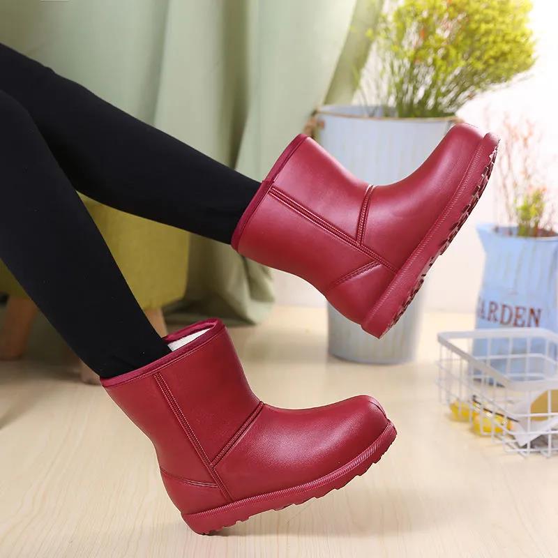 Snow Boots Women's Non-slip Warmth and Waterproof Rain Boots EVA Kitchen Plus Velvet Cotton Shoes Student Boots