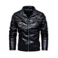 Motorcycle Color Matching Casual Men's Leather Jacket Casual Trend Fashion Stand-up Collar Youth Tough Guy Leather Jacket