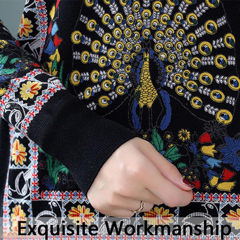 Autumn  Winter Ethnic Style 3D Printed Sweater Women Short Pullover Knit Bottoming Sweater Outer Wear Plus Size High-end Sweater