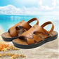 Sandals Men's Beach Shoes Non-slip Wear-resistant Summer Outer Wear Men's Sandals Casual Middle-aged Flat Sandals Simple and Comfortable