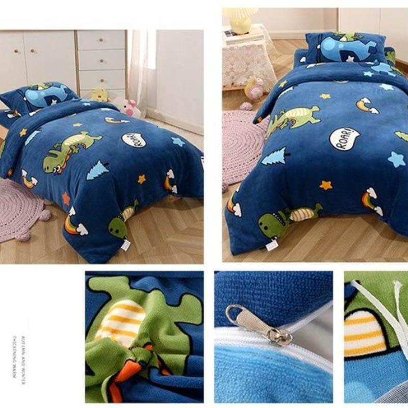 Children's Bedding Set Milk Velvet Quilt Cover Pillowcase Bed Sheet Quilt Cover Cartoon