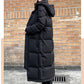 Black Down Padded Jacket Women's Winter Couples Thickened Long Padded Jacket Long From Knee To Ankle