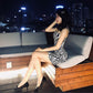 Four Seasons Dress Bottoming Zebra Pattern One-piece Short Skirt Female Slim Sexy Bag Hip Sling Was Thin Waist Skirt Female