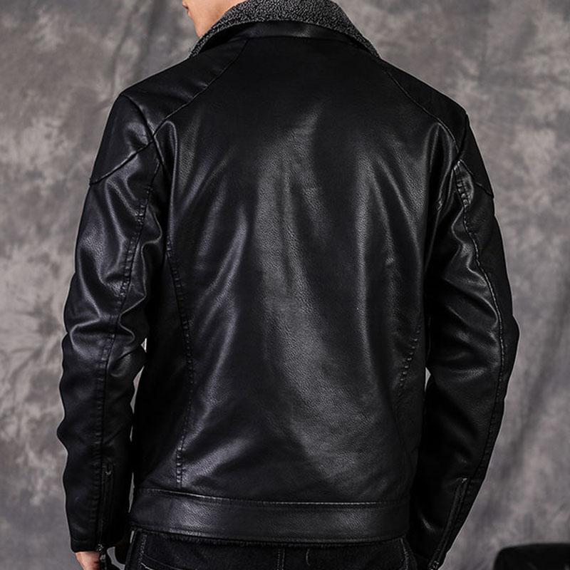 Winter Plus Velvet and Thick Fur One Youth Korean Version of Self-cultivation and Handsome PU Jacket Without Cracking