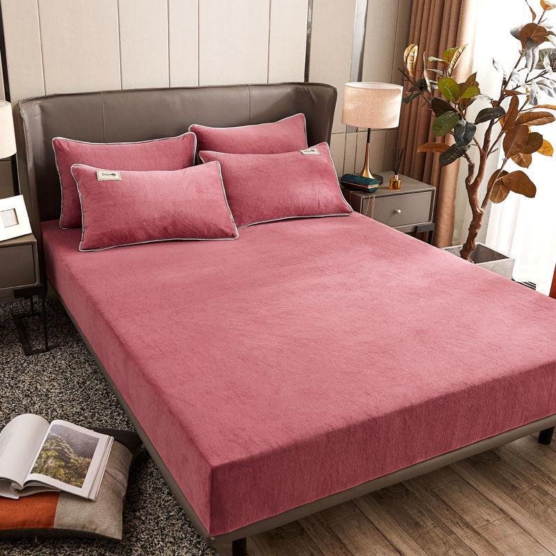 3pcs/set Thick Coral Velvet Mattress Cover Crystal Velvet Bedspread Plus Velvet Flange Winter Warm Bed Cover