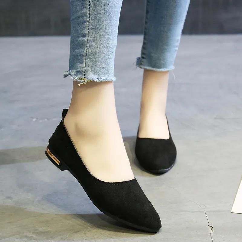 Solid Color Spring and Summer Single Shoes Women's Pointed Toe Flat Shoes Non-slip Casual Women's Shoes