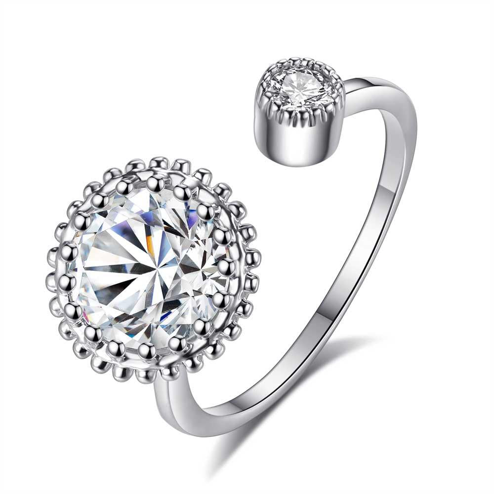 Zircon Full Diamond Bracelet Big Head Double Head Zircon Ring Double Head Zircon Open Diamond Ring Double Round Zircon Ring