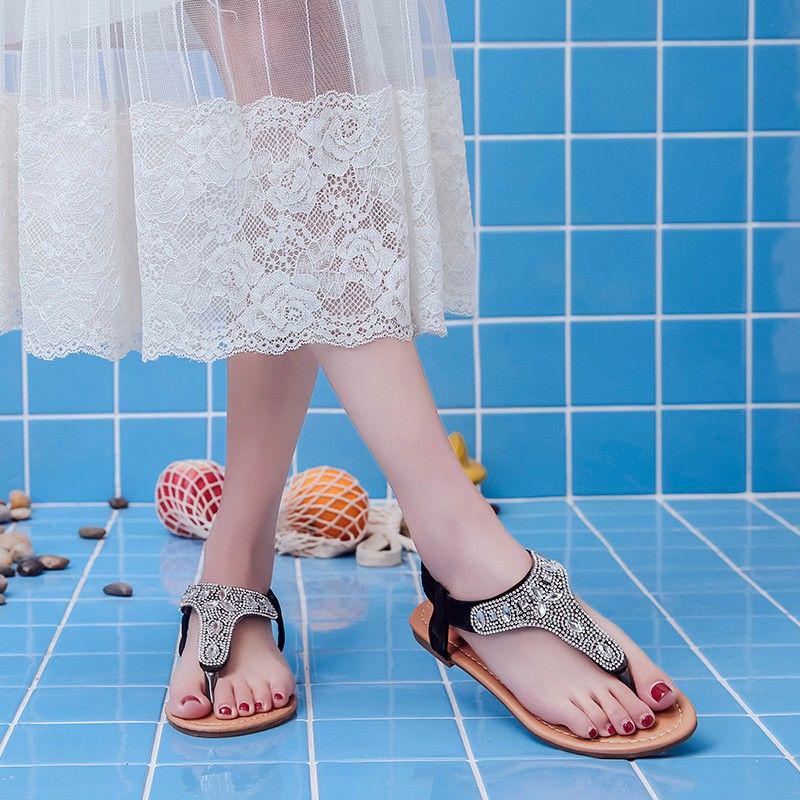 2020 Summer Korean Version of The Flip-flop Sandals Female Flat Bottom Student Casual Fashion Sexy Beach Shoes Fairy Slip