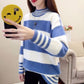 Autumn and Winter Turtleneck Sweater Thick Warm Sweater Female Loose Large Size Striped Sweater