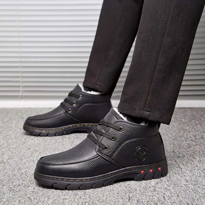 Cotton Shoes Men's Winter Fur Warm Cotton Shoes Non-slip Middle-aged Casual Shoes