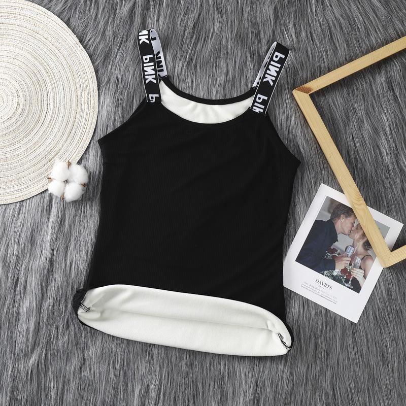 Thermal Underwear Tops Women Velvet Vest Sexy Winter Clothing Sleeveless Body Top Slim Solid Square Neck Girls Inner Wear