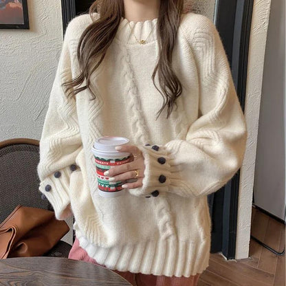 Sweater Woman Twist Pullover Knitwear Korean Lady Style Loose Solid Color Top Trending Purple Sweater Autumn and Winter Jumper