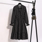 Women Dress Long Sleeve Casual Autumn DressKorean Style Vintage Floral Printed Chiffon Shirt Dress Bow Midi Summer Dress