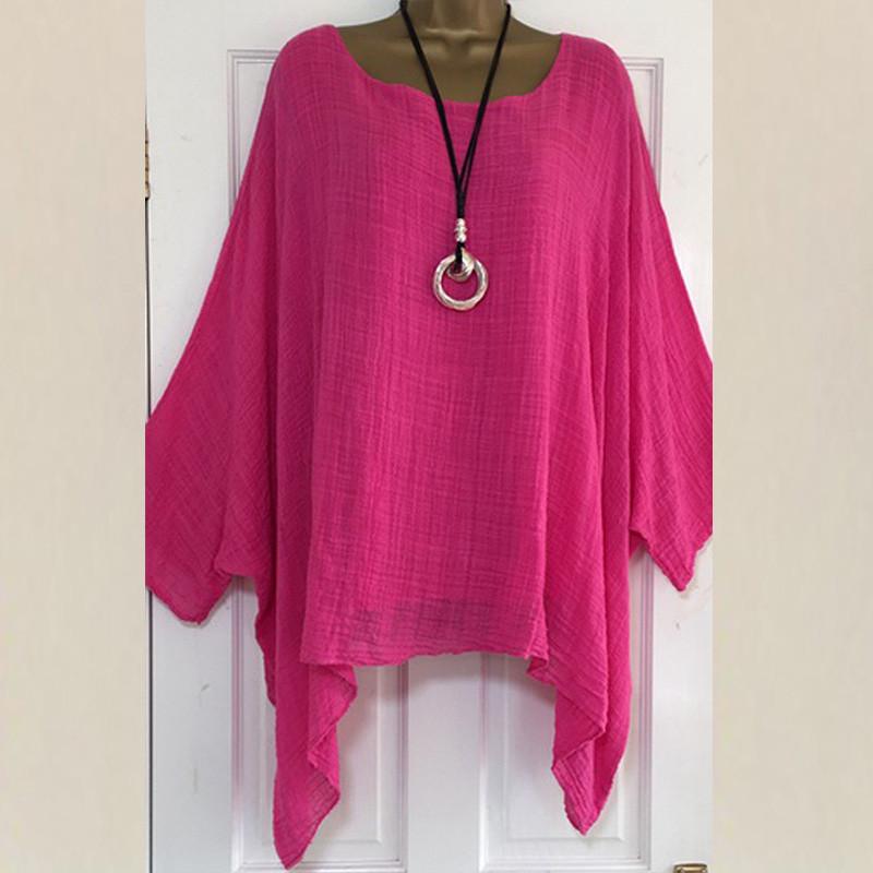 S-5XL Plus Size Women Casual Loose Tops Ladies Cotton Linen Solid Color Shirt Long Sleeve Blouse