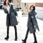 Women's Winter Korean Loose Quilted Coat Warm Down Jacket with Fur Collar Women's Glossy Mid-length Down Jacket