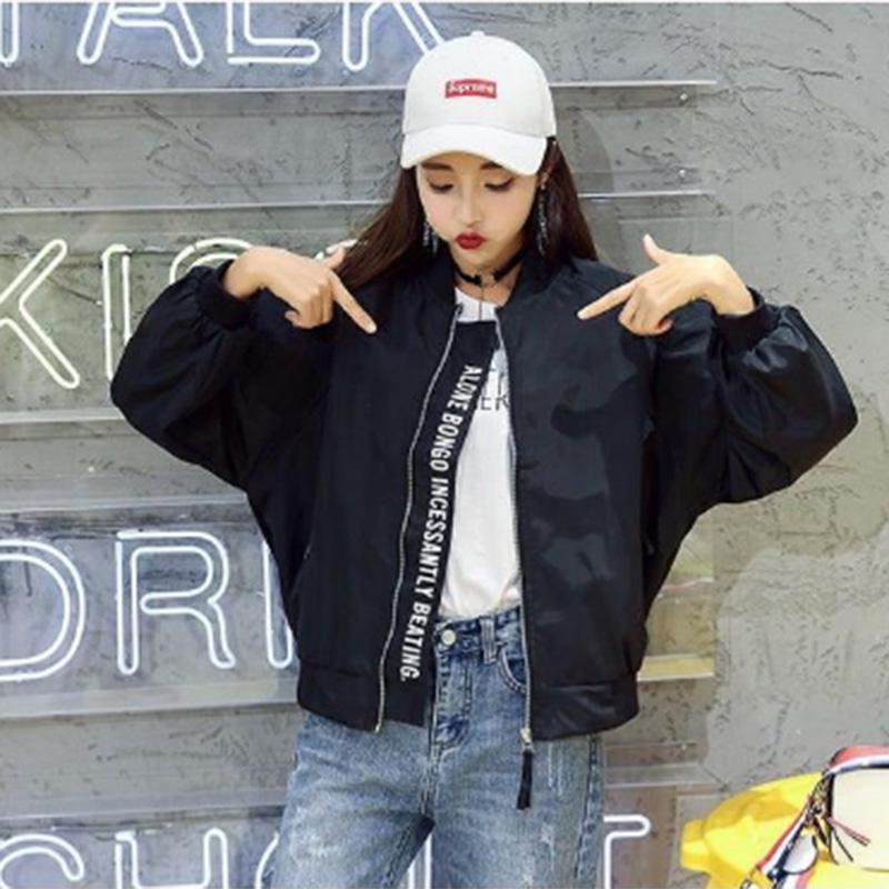 Baseball Uniform Short Jacket Solid Color Zipper Sports Casual All-match Jacket Women's Top Trendy