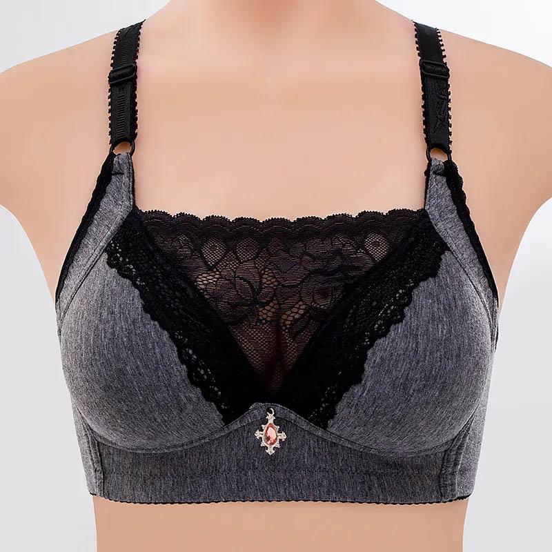 Ladies Large Size Thin Full Cup No Steel Ring Sexy Lace Bra Gather Adjustable Tube Top Anti-Sagging Bra